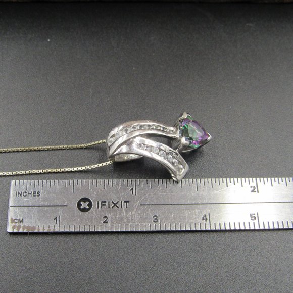 16" Sterling Mystic Topaz & Clear Topaz Necklace - Picture 6 of 7